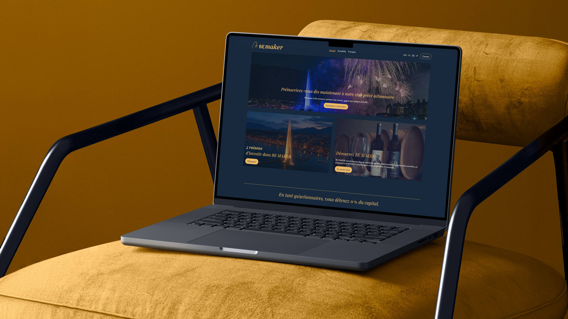 Branding, site web et plateforme investisseur pour Be Maker