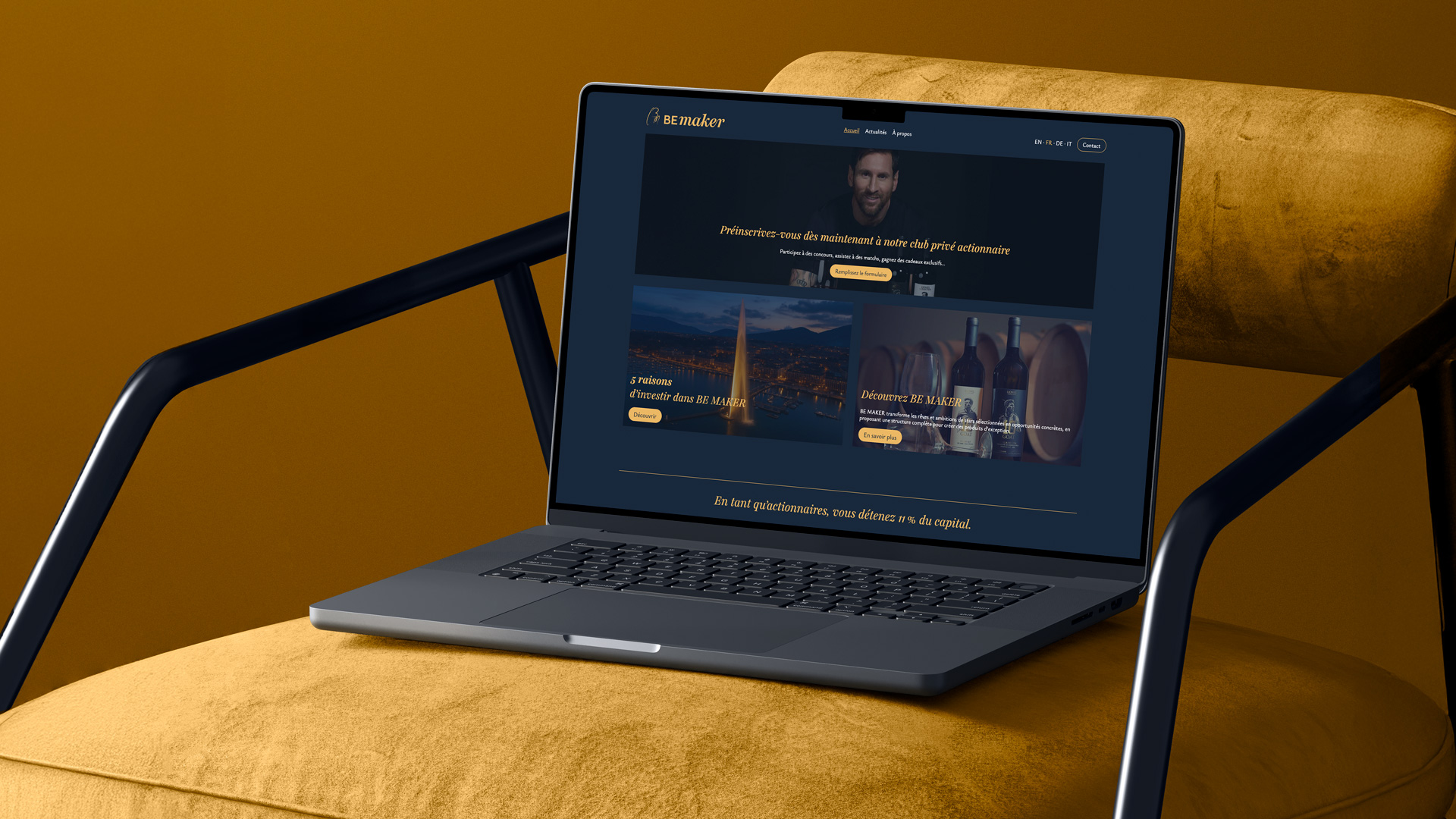 Branding, site web et plateforme investisseur pour Be Maker