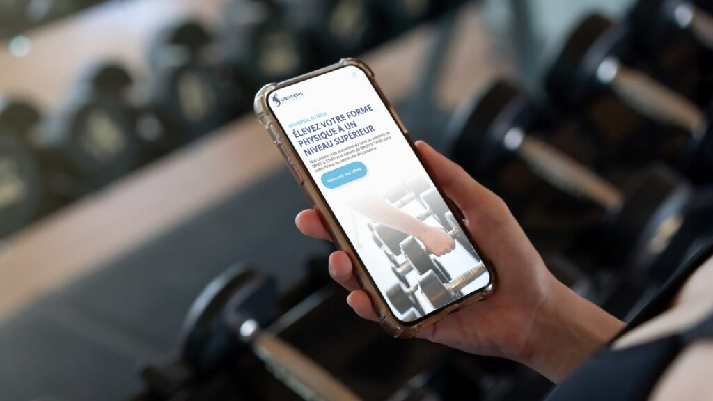 Mise en situation du site Universal Fitness sur iPhone