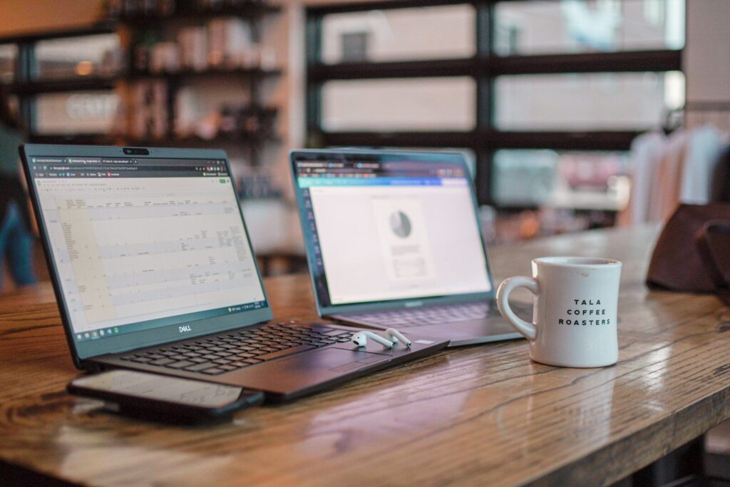 laptops on a table